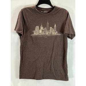 BANANA REPUBLIC Men's Cabin Brown New York Skyline Graphic Crewneck T-Shirt SZ S